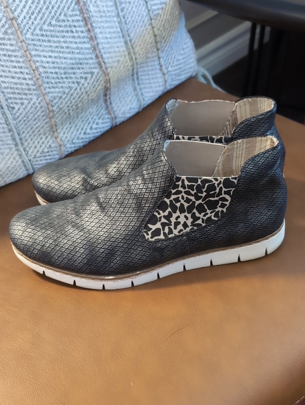Rieker Black Patterned Slip-On Ankle Booties